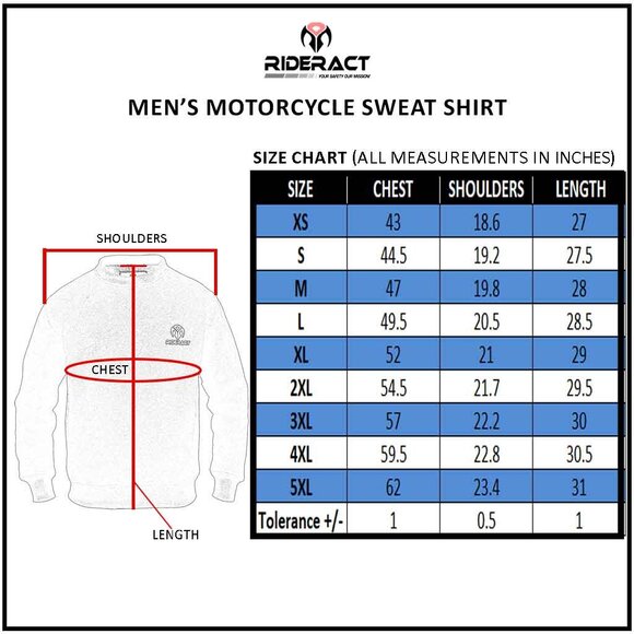 RIDERACT® Men's Motorcycle Sweatshirt Lightweight Breathabl Riding Shirt for Men - Picture 9 of 9